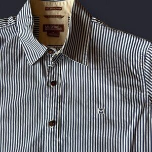 Michael Kors Men’s Striped Short Sleeve Shirt - Size M - 100% Cotton